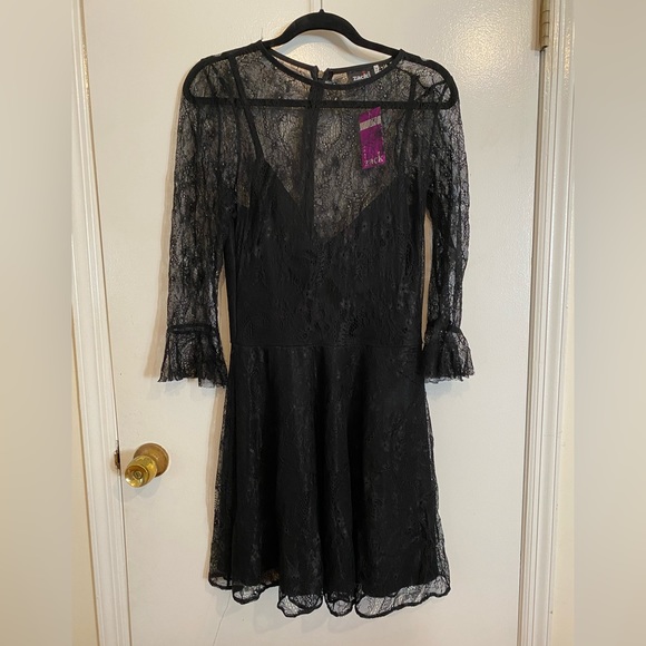 NWT John Zack Black Lace Mini Dress - Picture 1 of 3